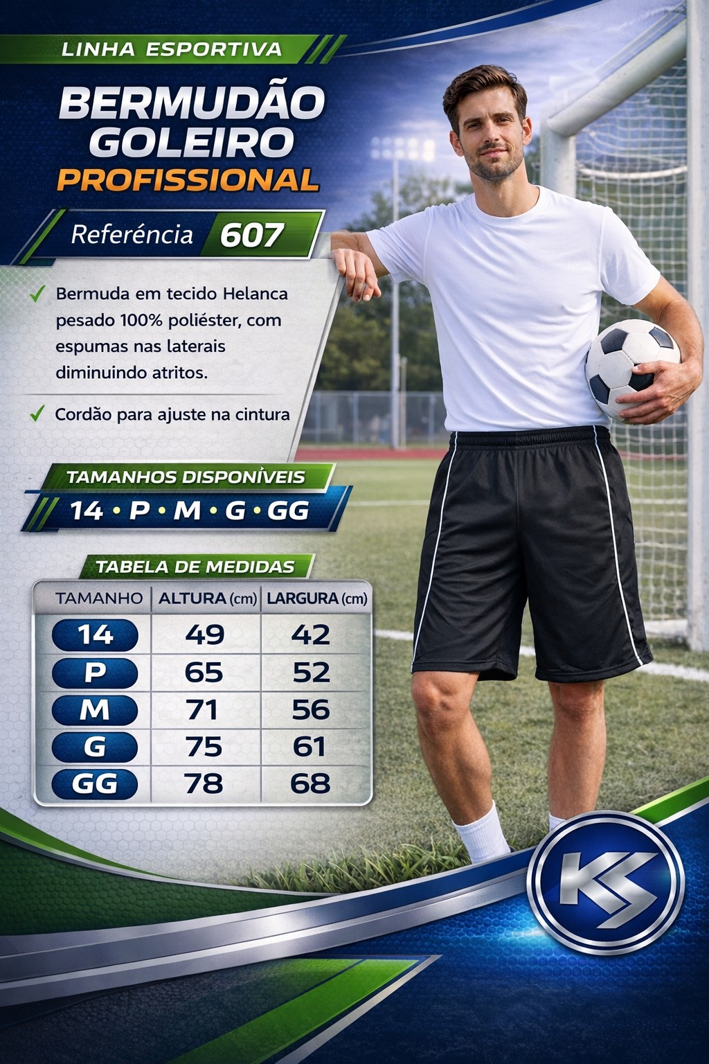 Bermudão de Goleiro Profissional